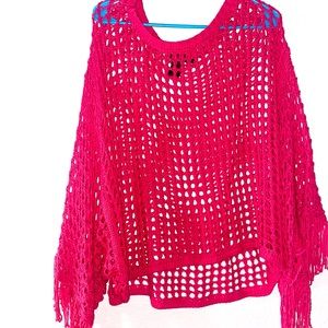 Ashley Stewart's KNITTED PONCHO BEACH TOP